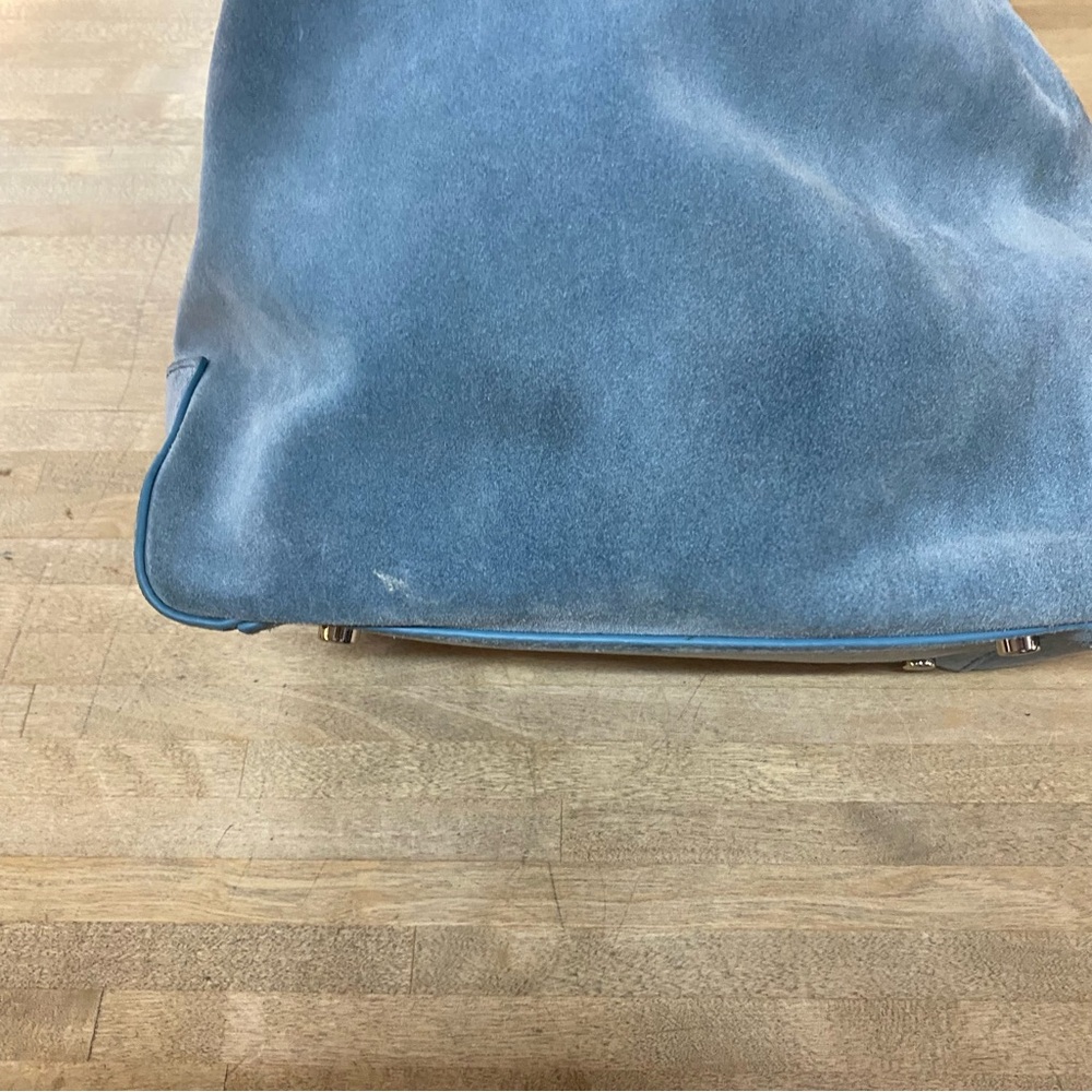 BRANDON BLACKWOOD Blue Suede Satchel Crossbody - Picture 6 of 11